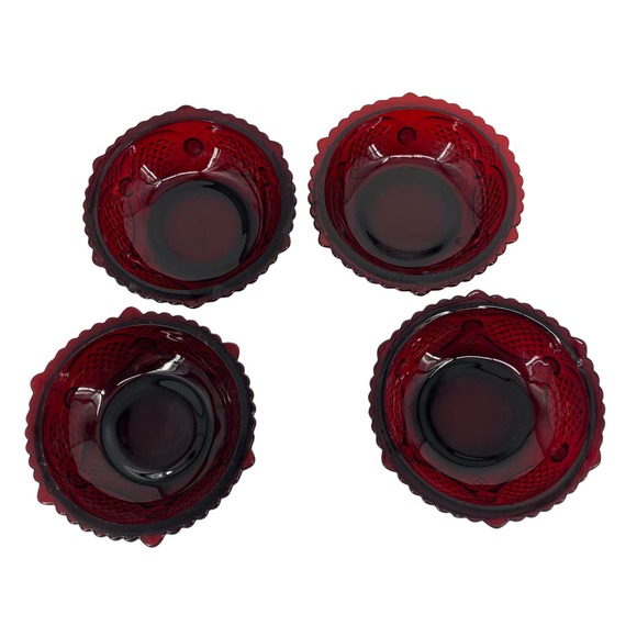 Set 4 Vintage Avon Cape Cod Dessert Bowl 5” Ruby Red 1876 Salad - Picture 3 of 6